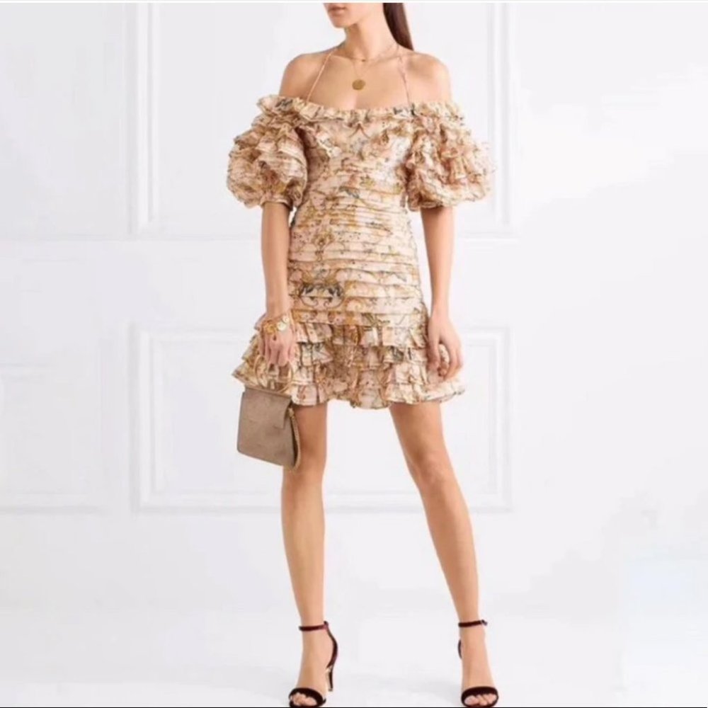 Beulah Dress Summer Mini Floral Ruffle Puff Sleeve Zimmermann Dupe - Picture 5 of 13